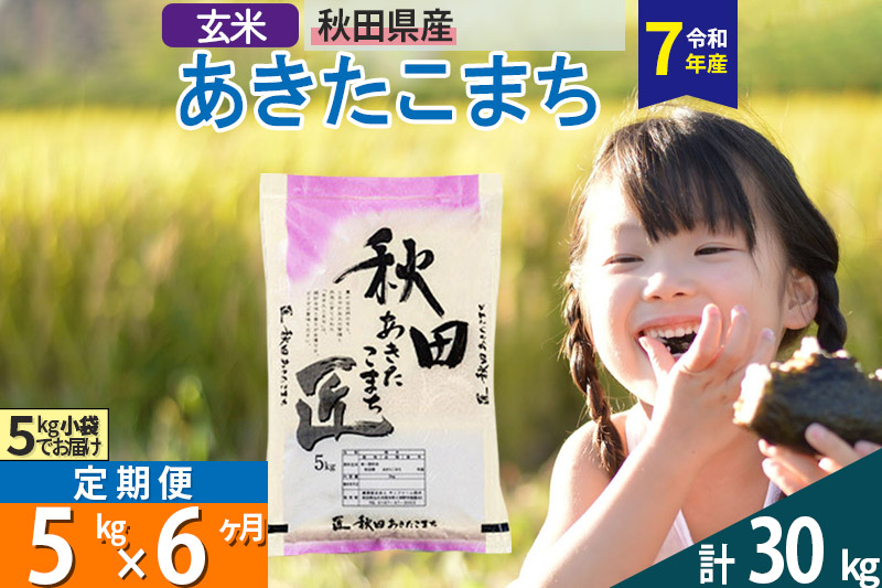 【玄米】＜令和7年産＞ 《定期便6ヶ月》秋田県産 あきたこまち 匠 5kg (5kg×1袋)×6回 5キロ お米