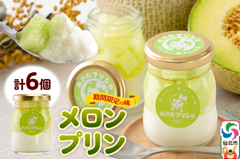 あきたプリン亭 メロンプリンセット 6個入り [手作り あきたプリン亭 ぷりん メロン お菓子 洋生菓子 洋菓子 高級 お取り寄せ スイーツ ギフト プレゼント 詰め合わせ]