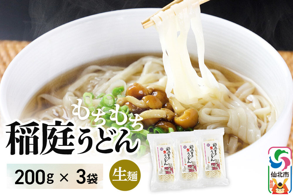 稲庭古来堂 稲庭古来生うどん 200g×3パック 伝統製法認定 稲庭うどん 稲庭古来うどん [生麺 なまめん 生めん 細麺 無添加 モチモチ ツルツル もちもち つるつる ご当地 お取り寄せ 手綯 てない 稲庭饂飩]