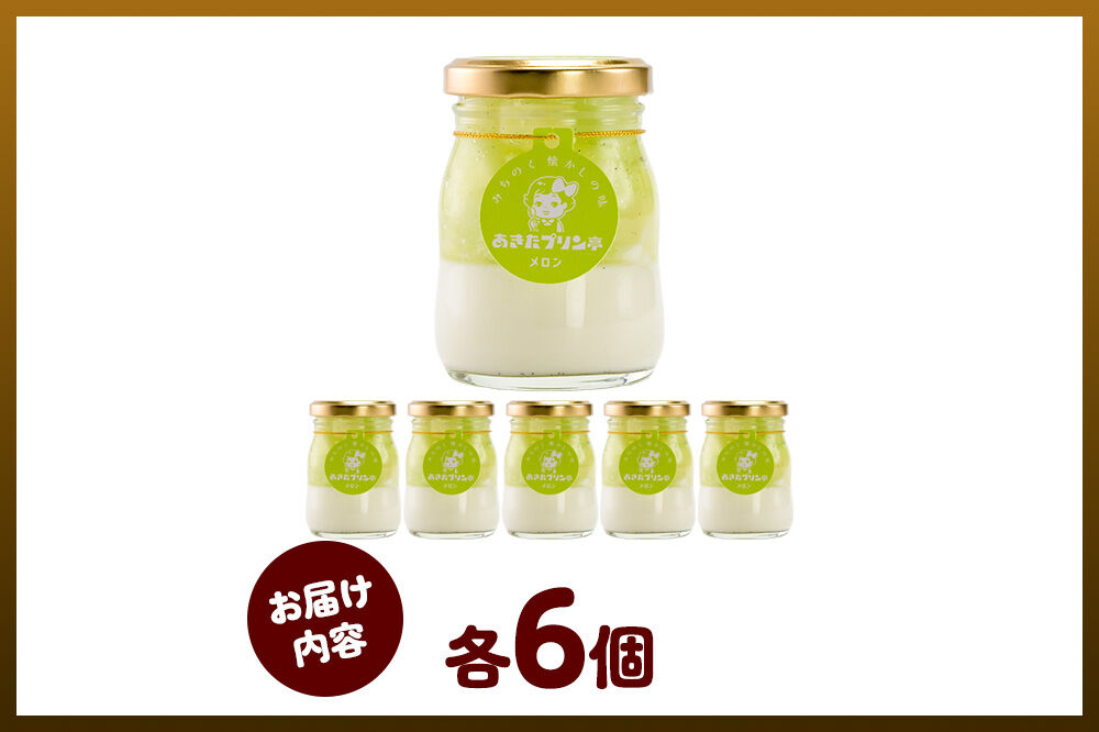 あきたプリン亭 メロンプリンセット 6個入り [手作り あきたプリン亭 ぷりん メロン お菓子 洋生菓子 洋菓子 高級 お取り寄せ スイーツ ギフト プレゼント 詰め合わせ]