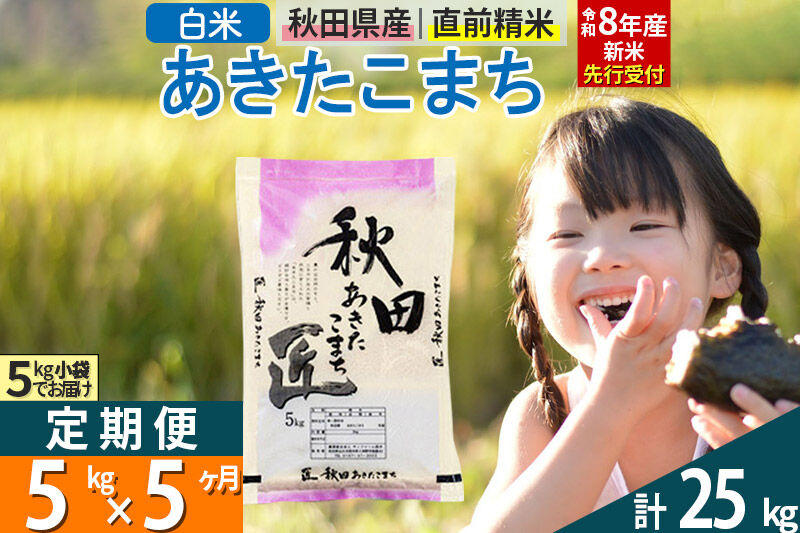 【白米】＜令和8年産 新米予約＞ 《定期便5ヶ月》秋田県産 あきたこまち 5kg (5kg×1袋)×5回 5キロ お米 匠  [サンファーム西木 米5kg 米 5kg 米　5kg定期便 お米定期便 白米 あきたこまち ごはん 米 お米 精米5kg]