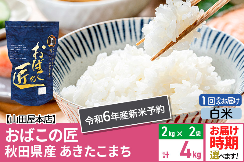 【白米】令和6年産 新米予約 仙北市産 おばこの匠 4kg（2kg×2袋）秋田こまち