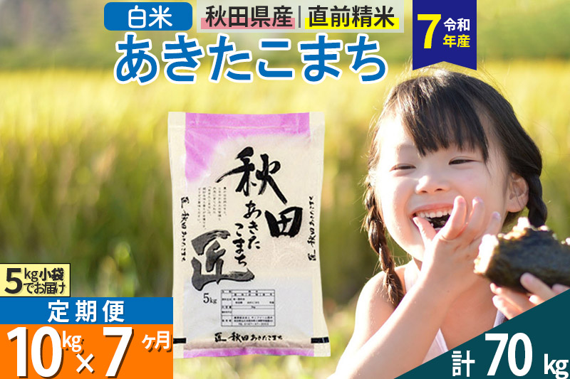 【白米】＜令和7年産＞ 《定期便7ヶ月》秋田県産 あきたこまち 匠 10kg (5kg×2袋)×7回 10キロ お米 