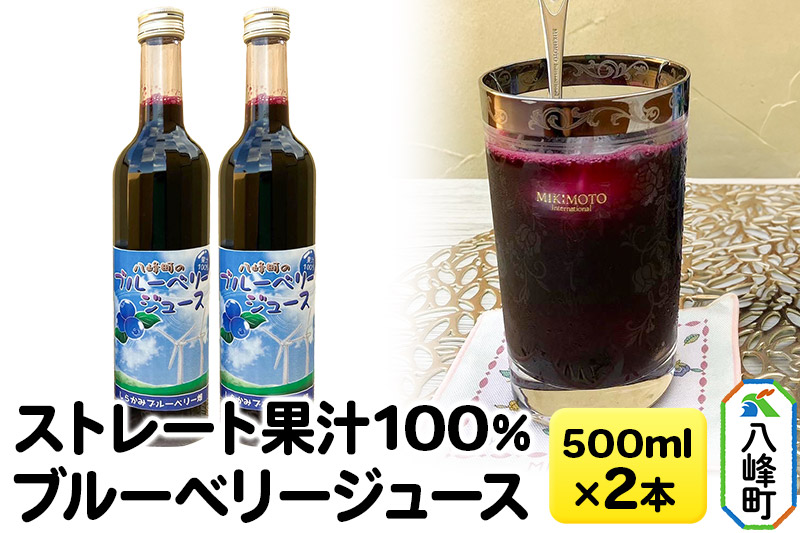 ストレート果汁100％ブルーベリージュース 500ml×2本