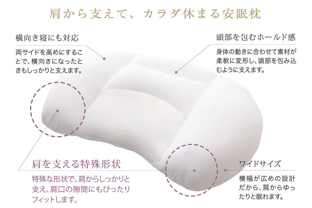 肩から眠る夢枕 ラベンダー カバー付き まくら 枕 ピロー ビーズ 秋田県 八峰町 [ストレートネック 女性 頚椎 肩まで]