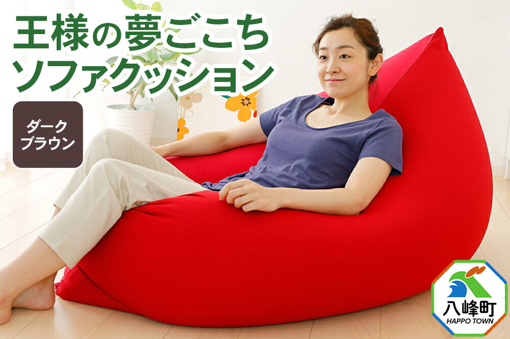 王様の夢ごこちソファ クッション ダークブラウン ビーズクッション ビッグクッション インテリア 秋田県 八峰町 [クッション ビーズ ソファ カバー付き 椅子 日本製 大きい 国産 もちもち]