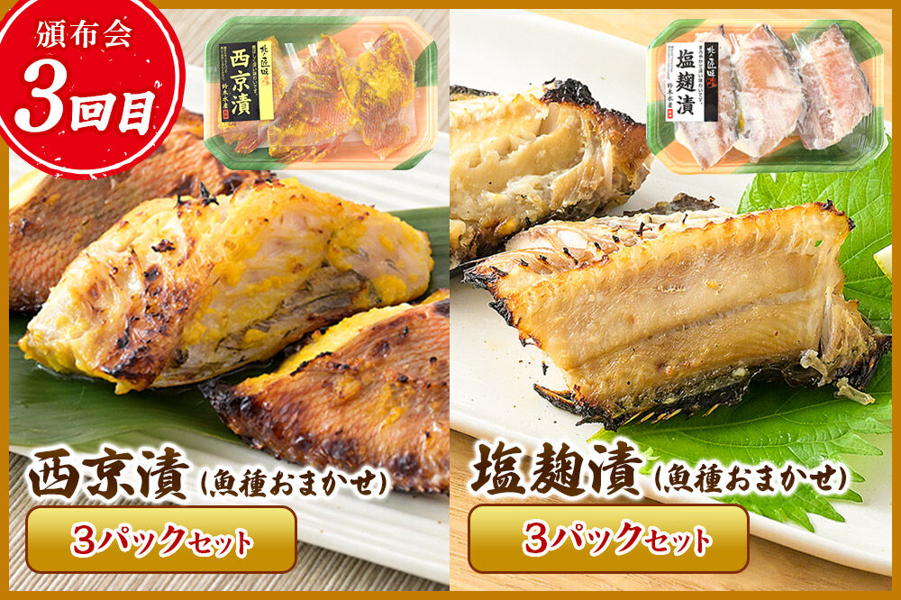 【頒布会3回】鈴木水産自慢の「漬け魚」全6種 三五八漬、旨みそ粕漬、寒こうじ漬、みりん漬、西京漬、塩麹漬 [おかず 魚料理 焼くだけ お弁当 夕飯 つまみ]