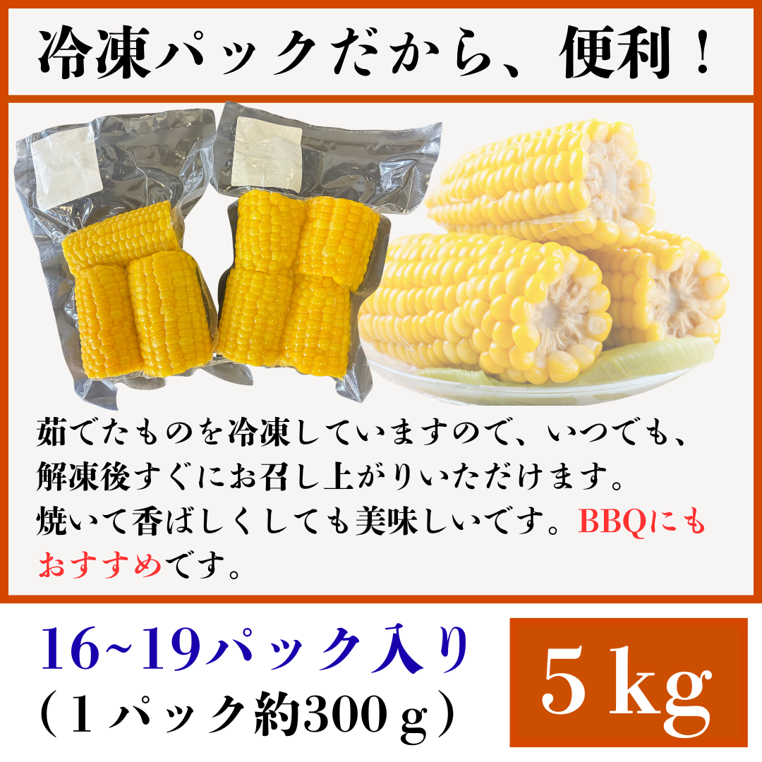 とうもろこし 冷凍 5kg  秋田県産 茹でとうもろこし トウモロコシ 訳あり