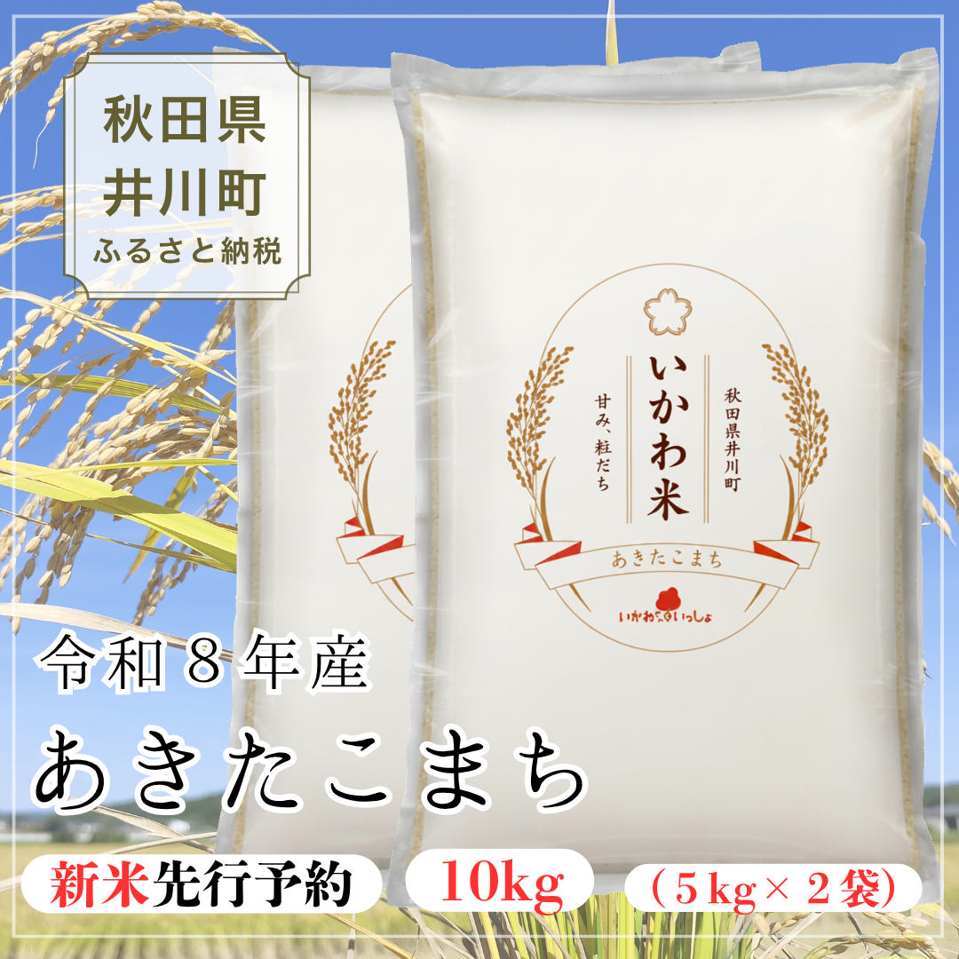 【令和8年産 新米 先行受付】あきたこまち 精米 １０kg（５kg×２袋）　