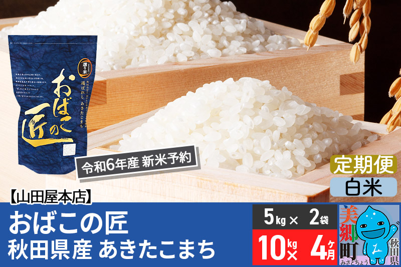 【白米】＜令和6年産 新米予約＞《定期便4ヶ月》おばこの匠 秋田県産あきたこまち 10kg×4回 計40kg 4か月 4ヵ月 4カ月 4ケ月 秋田こまち お米