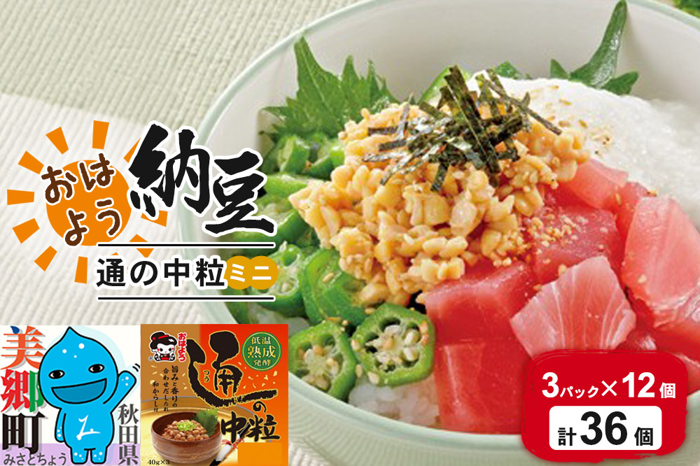 ヤマダフーズ おはよう納豆通の納豆中粒 ミニ 3パック×12個（計36個）