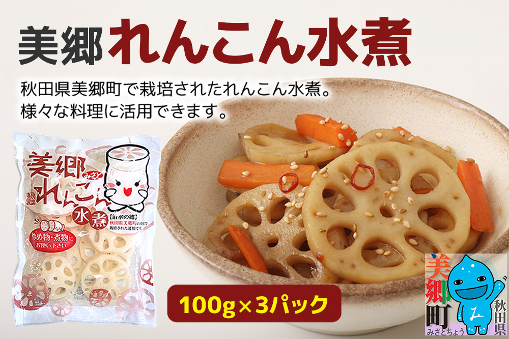 美郷れんこん水煮 100g×3パック ゆうパケット