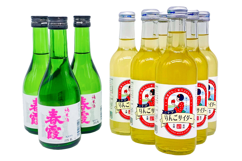炭酸飲料 日本酒 りんごサイダー6本と春霞純米酒3本のセット