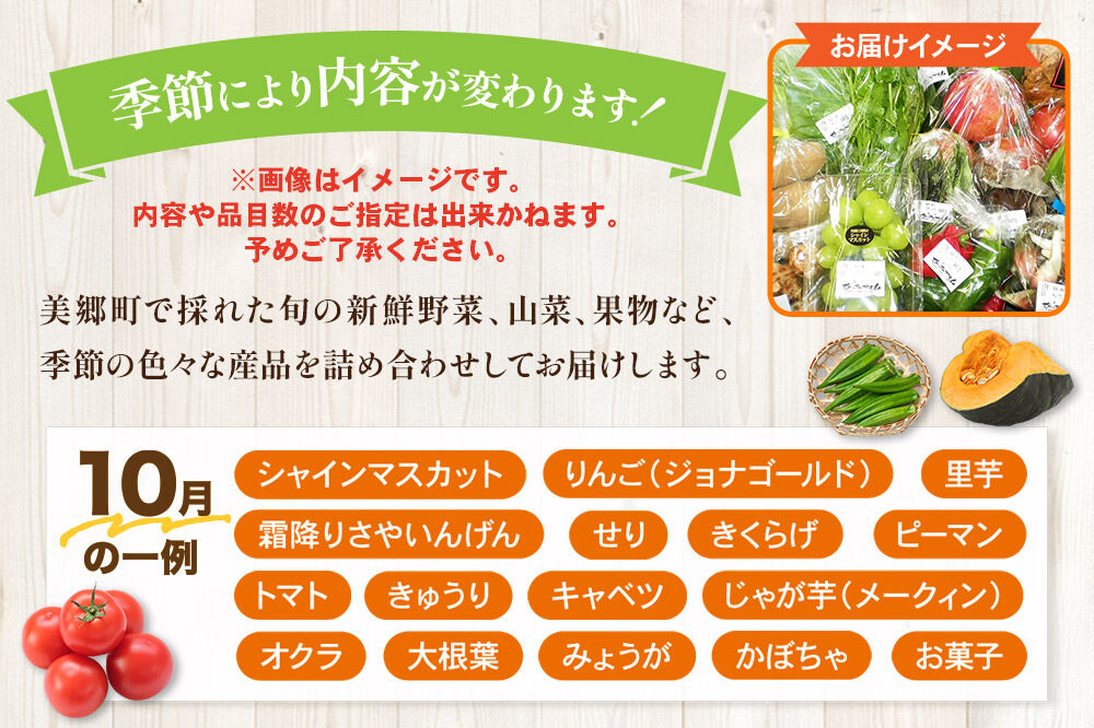 季節の産直詰め合わせ 野菜 山菜 果物 フルーツ お菓子 など [産直 野菜 詰め合わせ 山菜 果物 お菓子 おまかせ お任せ]
