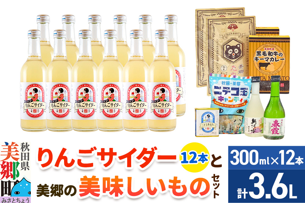 炭酸飲料 りんごサイダー12本と美郷の美味しいものセット