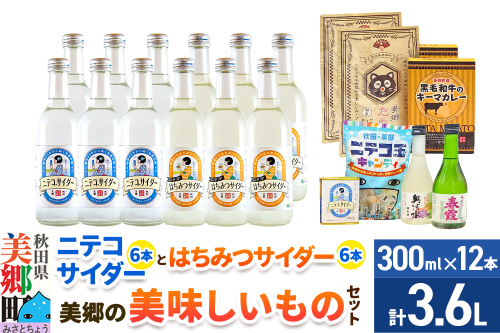 炭酸飲料 ニテコサイダー6本・はちみつサイダー6本と美郷の美味しいものセット