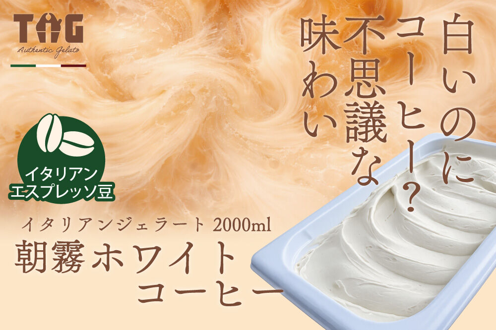 ジェラート ジェラテリア TiG（ティグ）イタリアンジェラート 朝霧ホワイトコーヒー 2000ml (2L) 大容量 秋田 美郷町 [無着色 無香料 国産 秋田県産 エスプレッソ 本格ジェラート]
