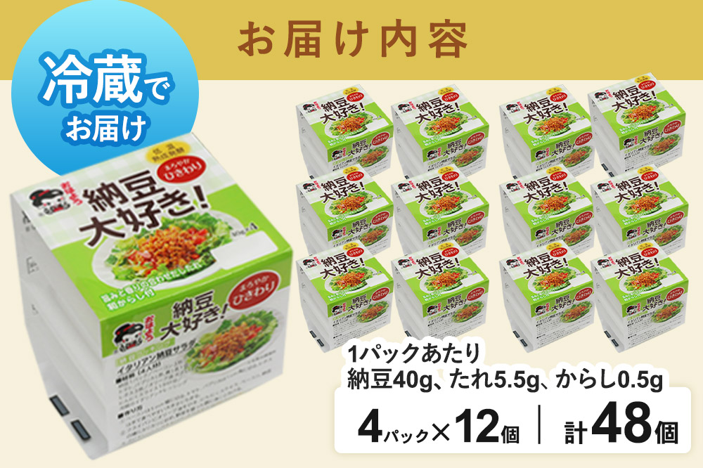 ヤマダフーズ 納豆大好きまろやか ひきわり ミニ 4パック×12個（計48個）