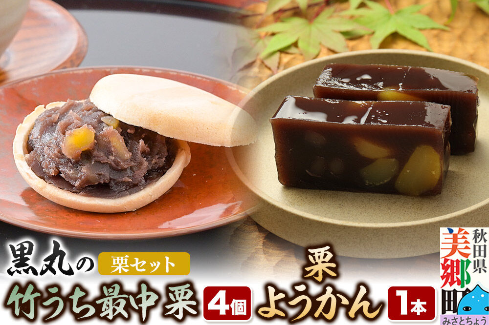 《栗セット》最中と羊羹 竹うちもなか【栗】4個・栗ようかん1本  [和菓子 最中 羊羹 栗 秋田 詰め合わせ]