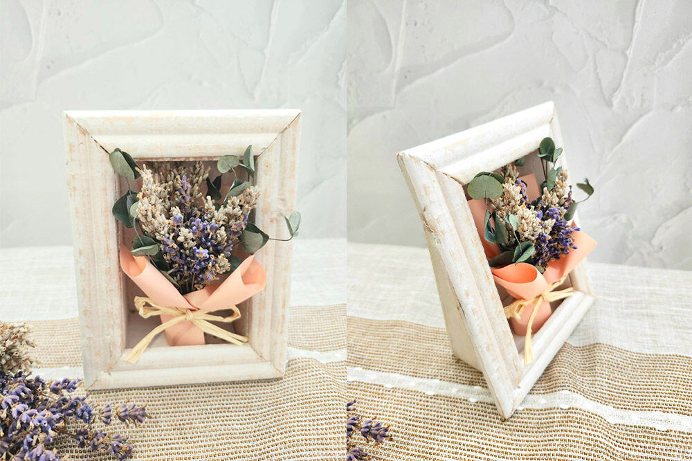 ウッドフレームフラワー 秋田県美郷町産ラベンダー ドライフラワー使用 17cm×13cm 美郷雪華 ギフト [フレーム インテリア ラベンダー 美郷雪華]