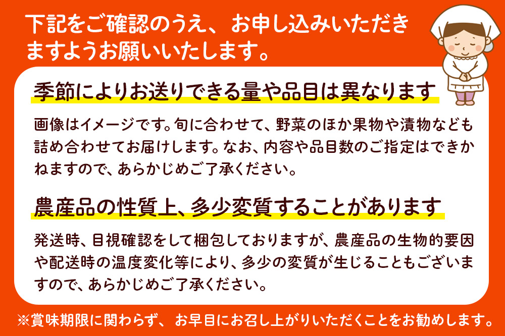 季節の産直詰め合わせ 野菜 山菜 果物 フルーツ お菓子 漬物 など