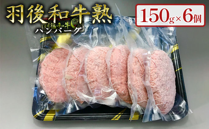 「羽後和牛」の生みの親 「羽後和牛 熟」ハンバーグ150g×6個セット 手ごね 和牛ハンバーグ 牛肉 