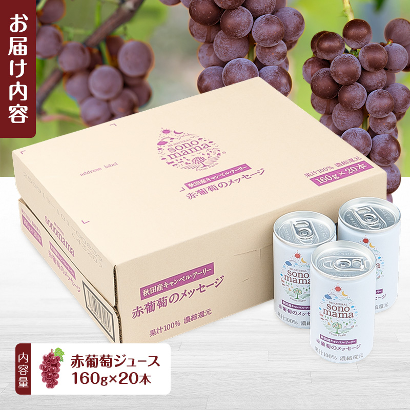 赤葡萄ジュース「sonomama」（160g×20本） ぶどう ブドウ 飲料 