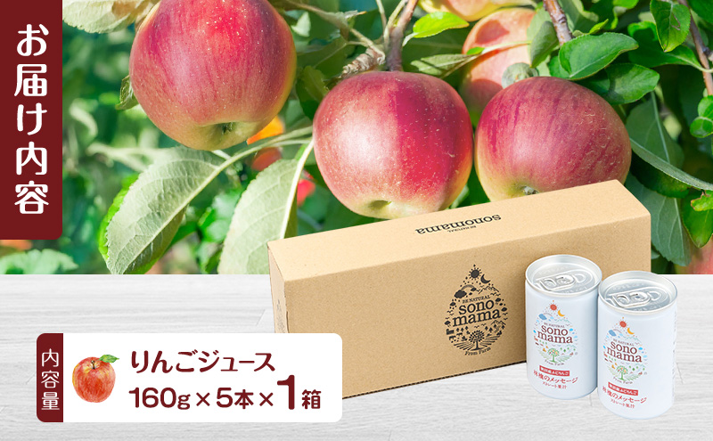 りんごジュース「sonomama」（160g×5本）×1箱 りんご リンゴ ジュース リンゴジュース 飲料