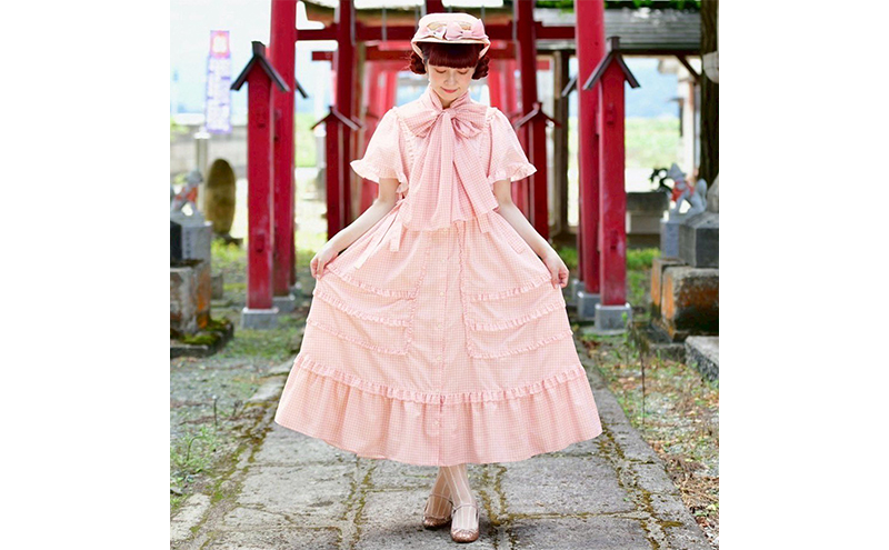 先行予約 アトリエ小町 スカーフ（renka01）チェック柄 ピンク フリーサイズ 青木美沙子さんコラボ [服  ロリータ ロリータファッション スイートロリータ 可愛い レディース 姫 お姫様 チェック]