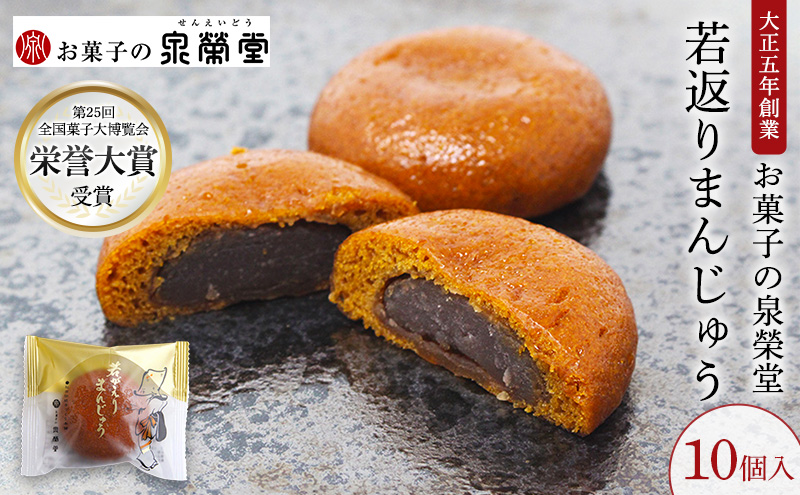 大正五年創業［お菓子の泉榮堂］若返りまんじゅう 10個入 しっとり もっちり 葛使用［第25回全国菓子大博覧会 栄誉大賞］【 和菓子 まんじゅう お菓子 スイーツ 秋田 羽後 】