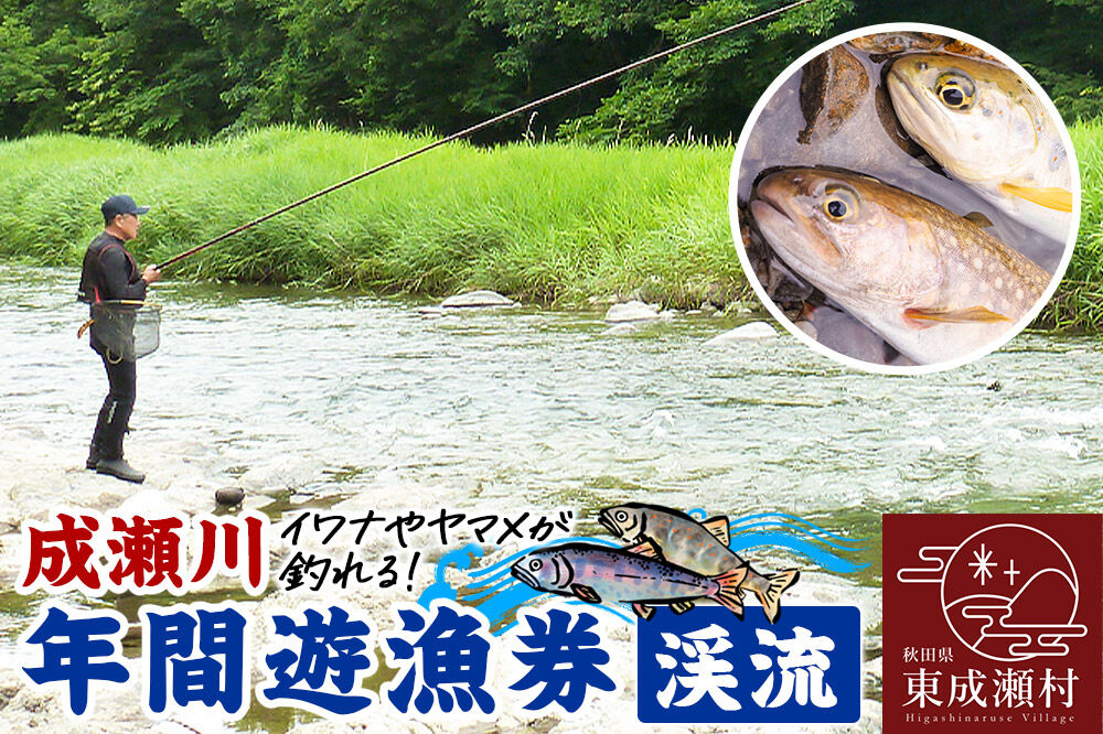 成瀬川 年間遊漁券（渓流）渓流魚 イワナ ヤマメ 川釣り 渓流釣り フィッシュパス 秋田県