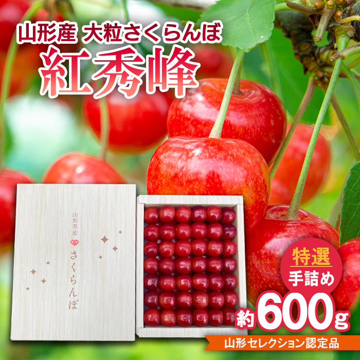 山形産 大粒さくらんぼ 紅秀峰 特選 手詰め 約600g 山形セレクション認定品 【令和8年産先行予約】FS25-715