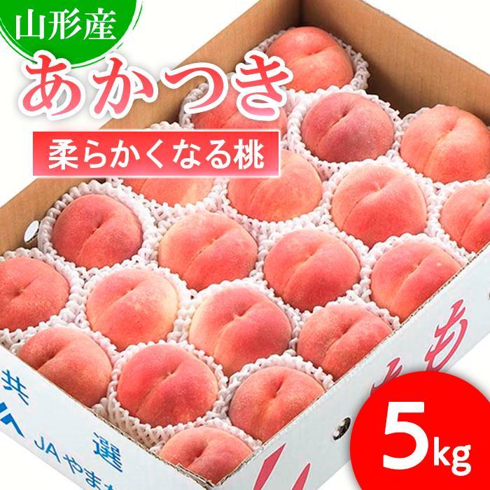 山形市産 もも(あかつき)5kg(16～20玉)[柔らかくなる桃] 【令和8年産先行予約】FS25-726