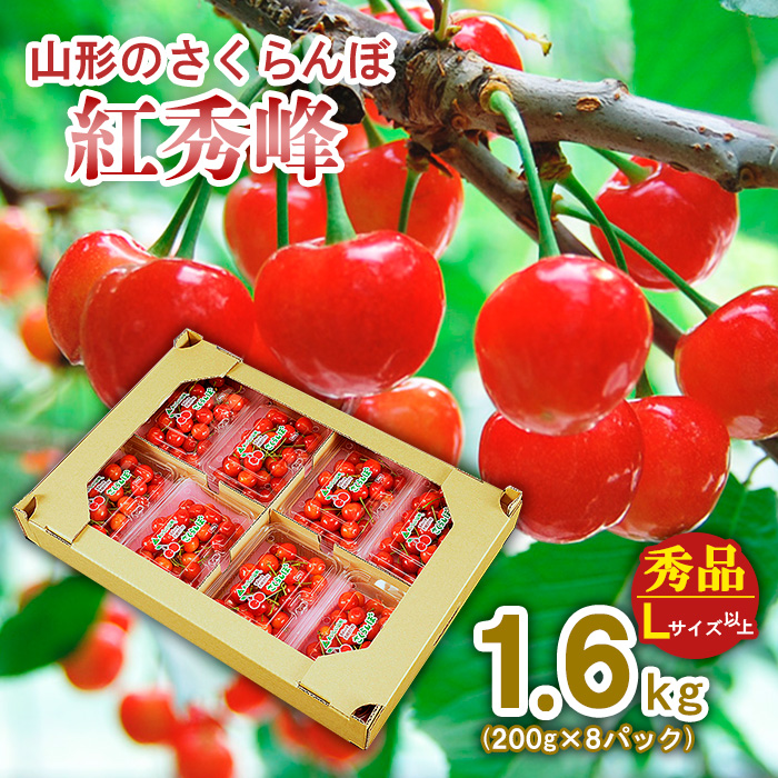 山形のさくらんぼ 紅秀峰 1.6kg(200g×8パック) Lサイズ以上 【令和7年産先行予約】FS24-556