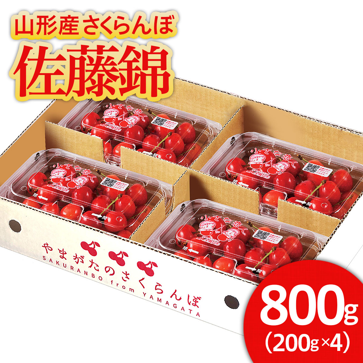 山形産 さくらんぼ 佐藤錦 800g(200g×4パック） 【令和7年産先行予約】FU21-662