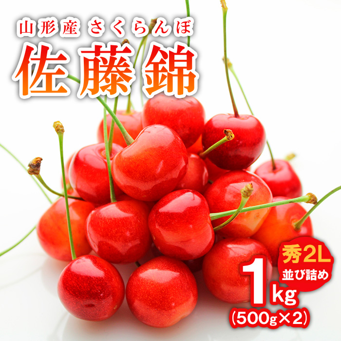 さくらんぼ(佐藤錦)秀2L 1kg(500g×2)並び詰め  FY19-101