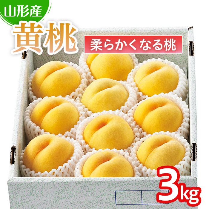  山形の桃(黄桃) 3kg(6～12玉)(品種おまかせ)[柔らかくなる桃] 【令和7年産先行予約】FU22-179