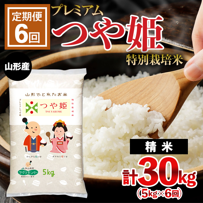 【定期便6回】[令和6年産] プレミアムつや姫(特別栽培米) 5kg×6ヶ月(計30kg) FZ22-909