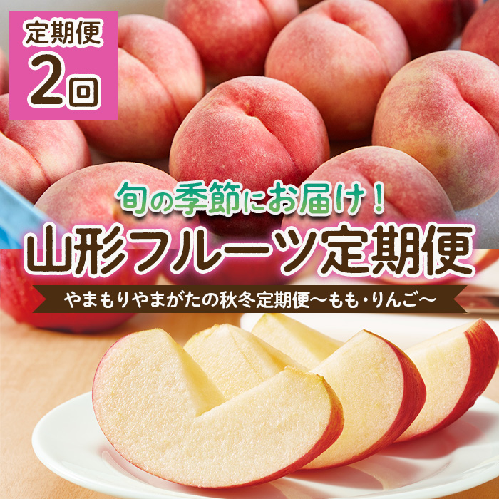 【定期便2回】やまもりやまがたの秋冬定期便～もも・りんご～ 【令和6年産先行予約】FU22-002