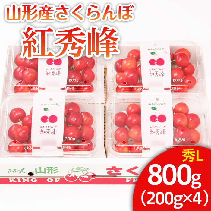 山形市産 さくらんぼ 紅秀峰 L 800g(200g×4) 【令和7年産先行予約】FU22-031