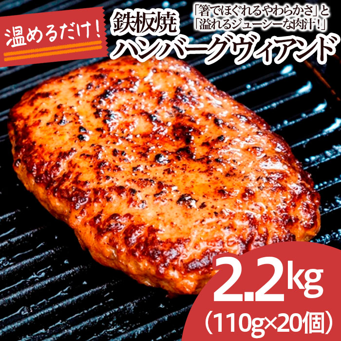 鉄板焼！JGハンバーグヴィアンド 2.2kg(110g×20個) FZ22-452