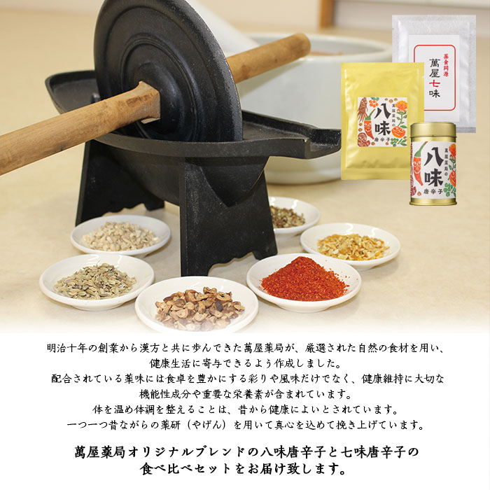 【萬屋薬局】八味唐辛子・七味唐辛子2種食べ比べセット 薬味・辛い・漢方 FZ22-740