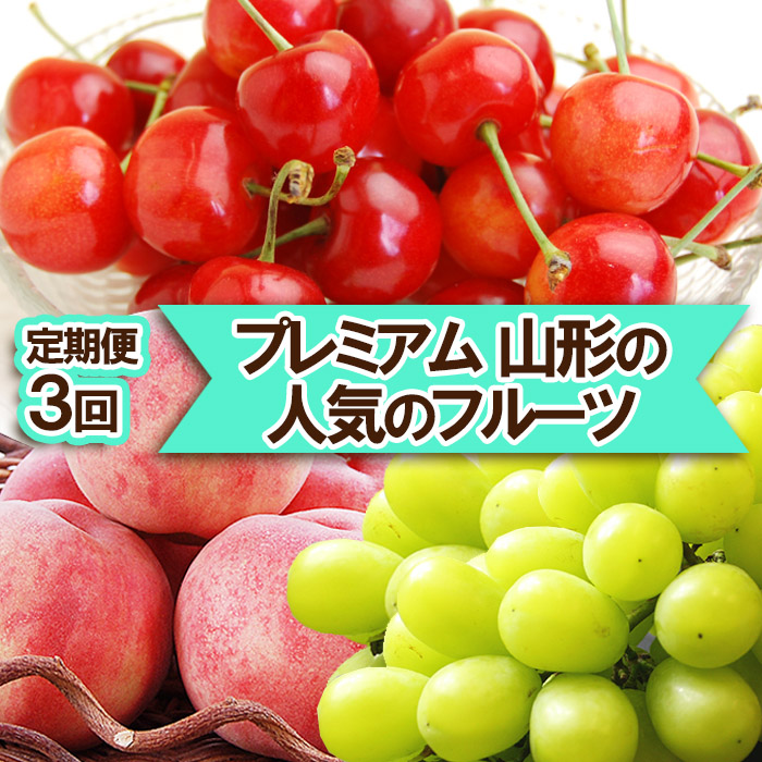 ★定期便3回★【プレミアム】山形の人気のフルーツ(さくらんぼ・白桃・シャインマスカット) 【令和7年産先行予約】FS23-307