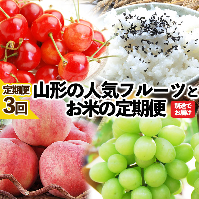 ★定期便3回★山形の人気フルーツとお米の定期便 FU23-308
