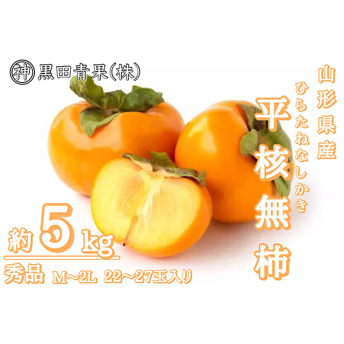 山形産 平核無柿(ひらたねなしかき) 秀品 M～2L 約5kg(22～27玉) FZ23-417