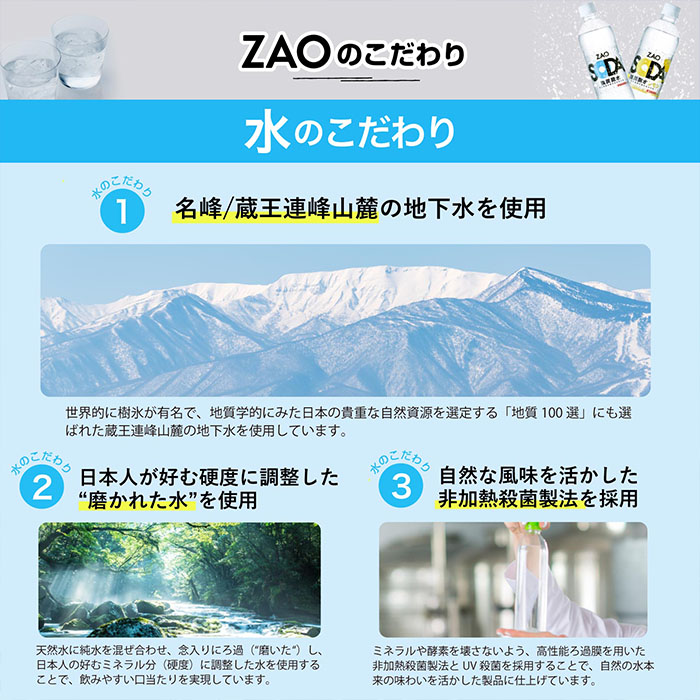 ZAO SODA 強炭酸水(レモン) 500ml×48本 FZ23-527