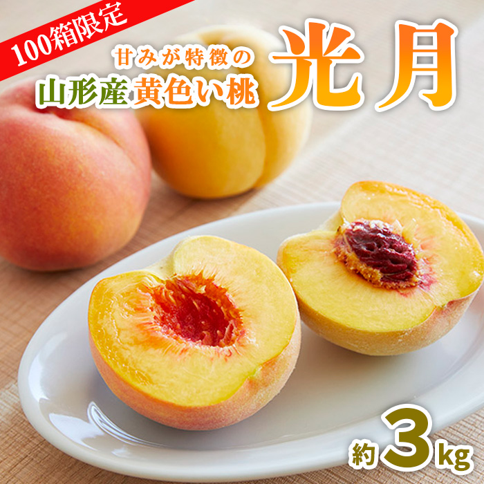 【100箱限定】甘みが特徴の山形産黄色い桃 光月 秀品 約3kg 【令和8年産先行予約】FS25-648