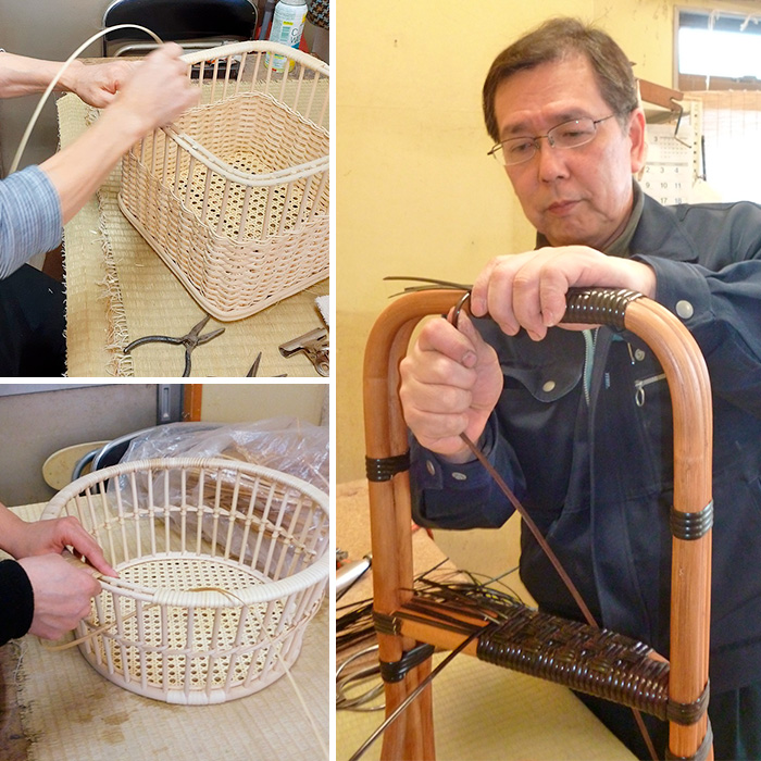 籐素材を使用した「つり花かご」花差し用湯呑茶碗付き FZ25-965