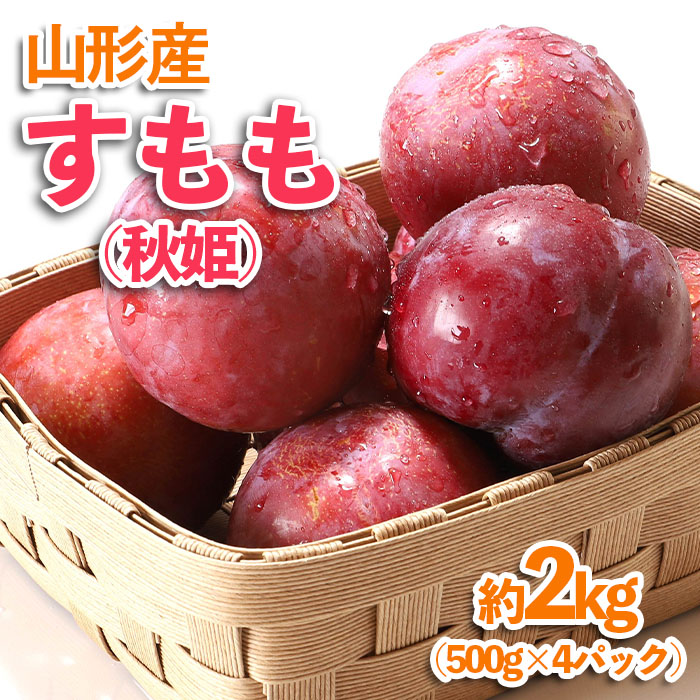 山形産 すもも(秋姫) 約2kg(500g×4パック) 【令和6年産先行予約】FU23-536