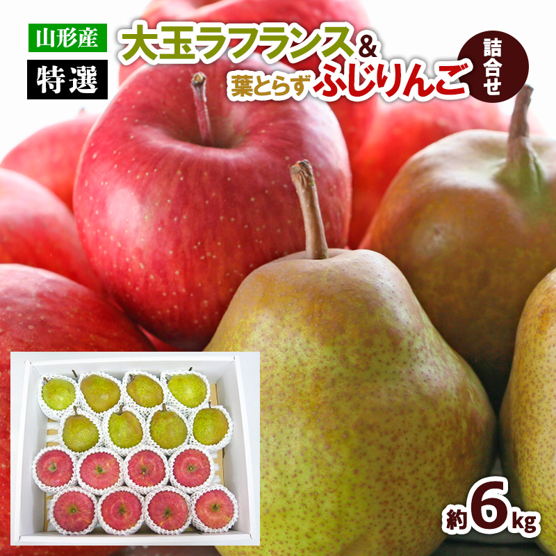 【特選】大玉ラフランス＆葉とらずふじりんご詰合せ 約6kg FZ26-890